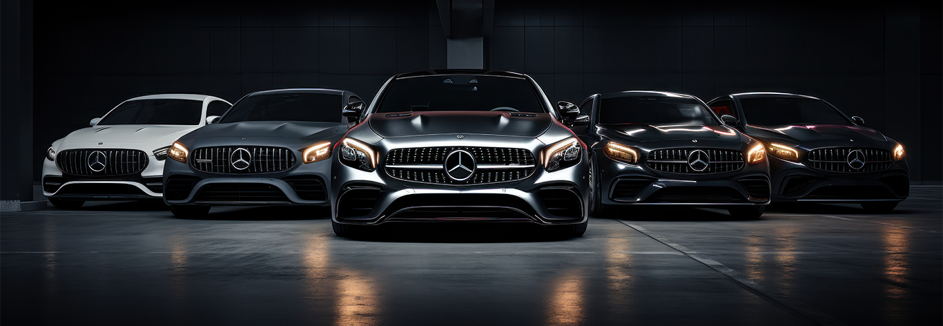 Cars displayed together for a vehicle event